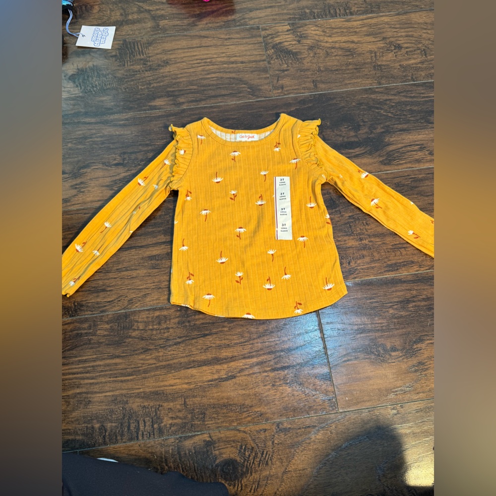 Cat & Jack Mustard Floral Long Sleeve Top